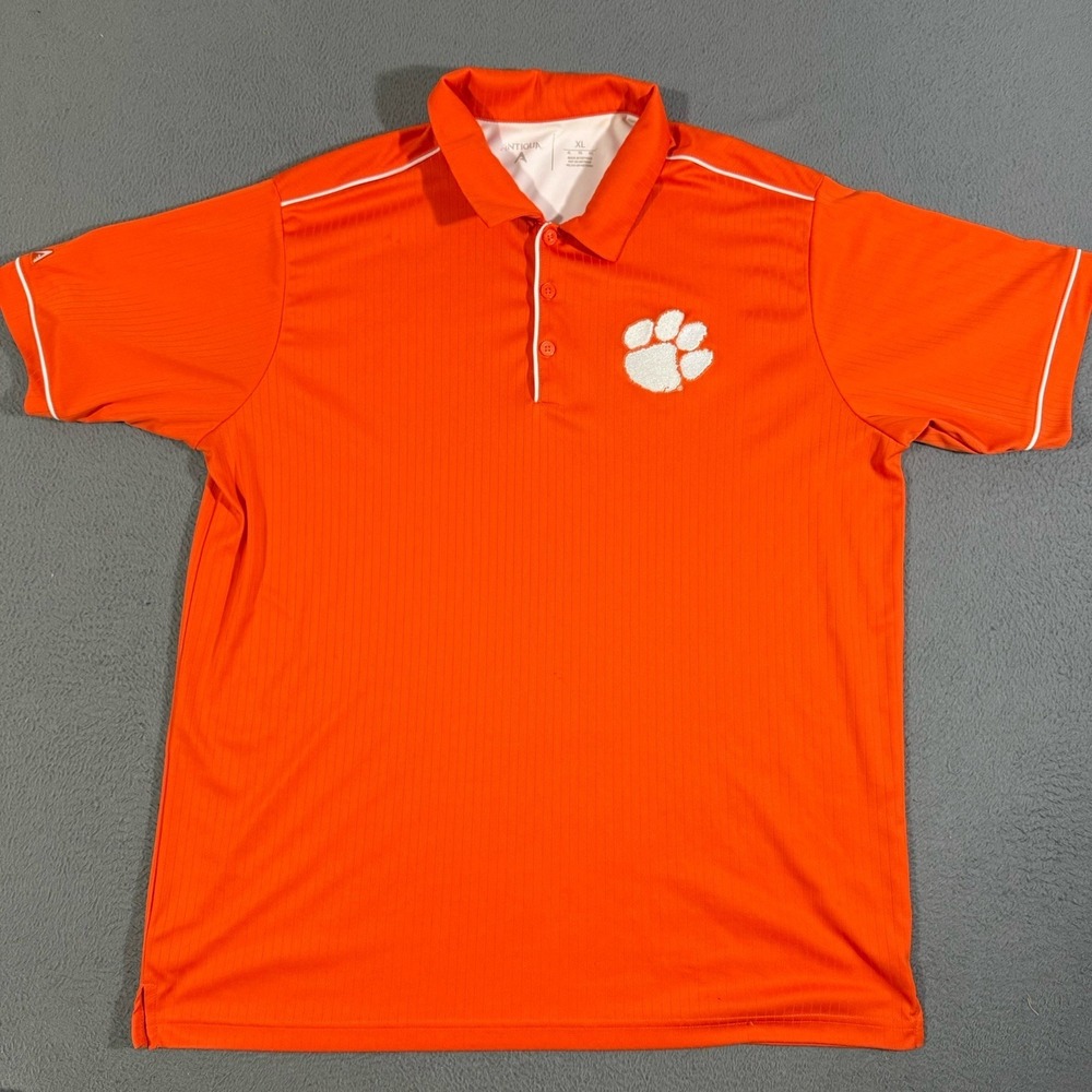 Clemson‎ Tigers SC Antigua Short Sleeve Polo Shirt Men XL Orange